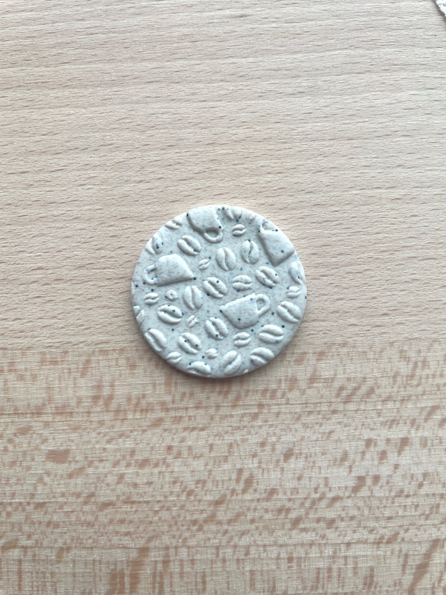 Coffee and cups texture roller, Pattern roller for polymer clay