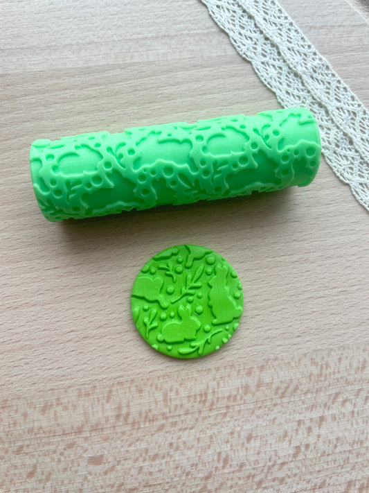 Easter bunnies texture roller, Pattern roller for polymer clay