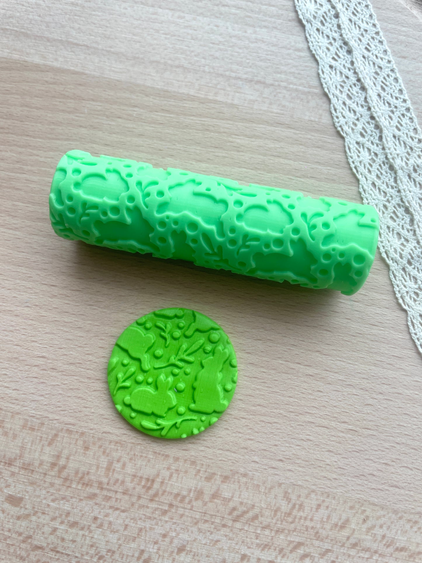 Easter bunnies texture roller, Pattern roller for polymer clay