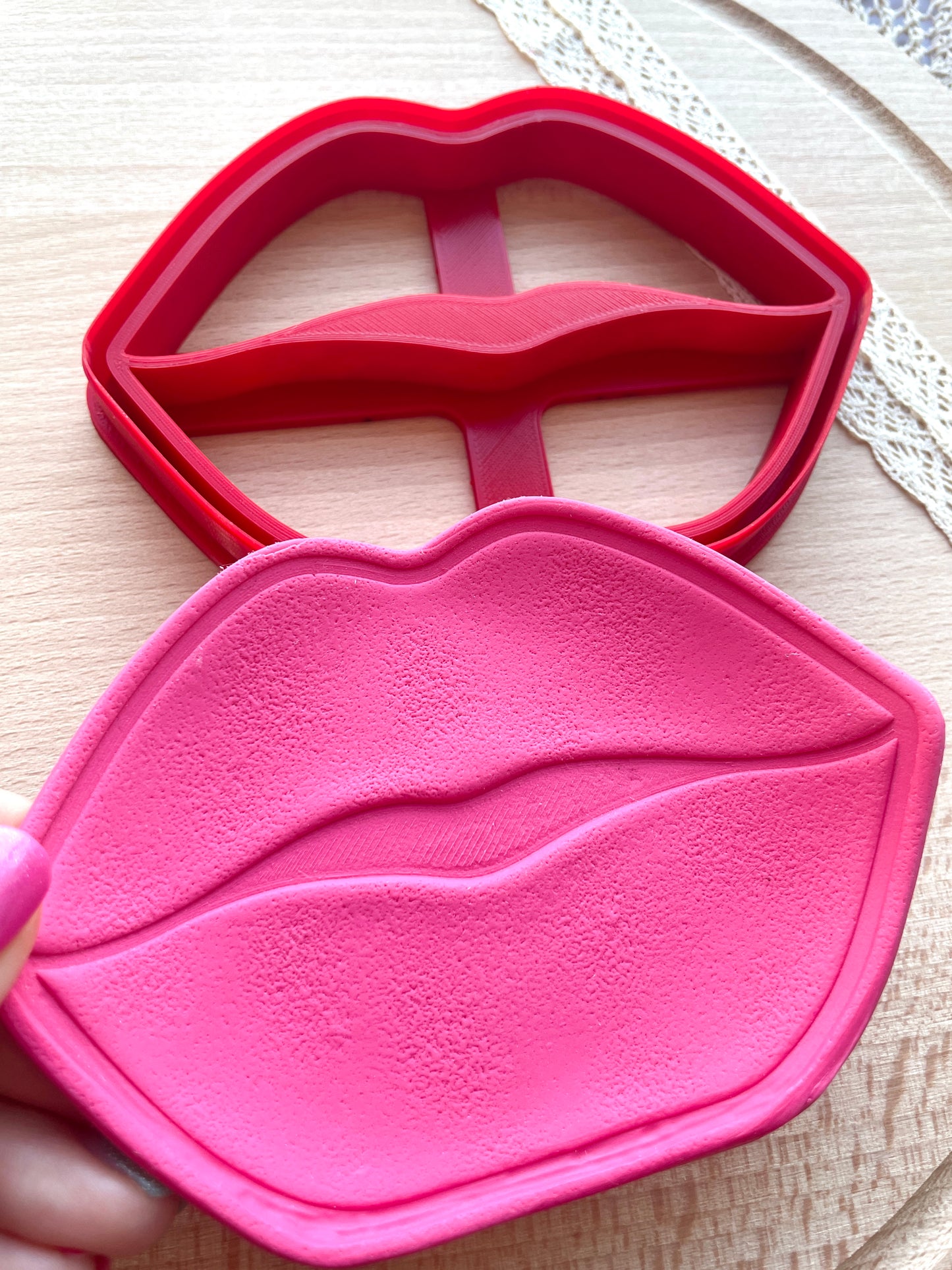 Lips trinket dish clay cutter, Polymer clay cutter