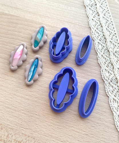 Bezel earring clay cutter, Faux stone clay cutter set