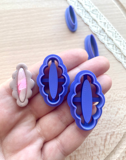 Bezel earring clay cutter, Faux stone clay cutter set
