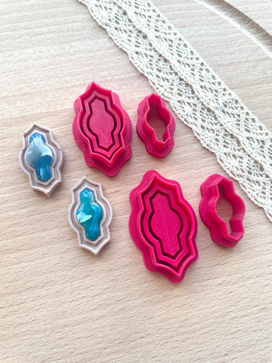 Bezel earring clay cutter, Faux stone clay cutter set