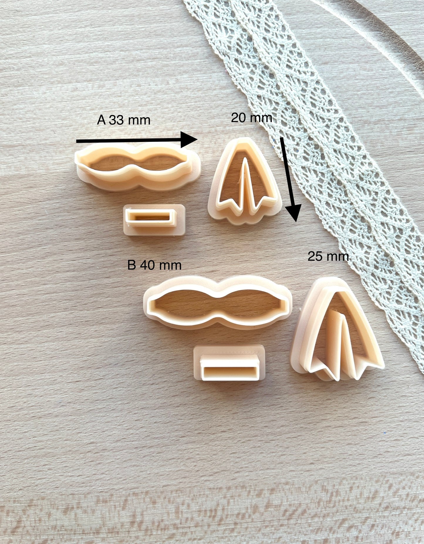 Ribbon bow clay cutter set