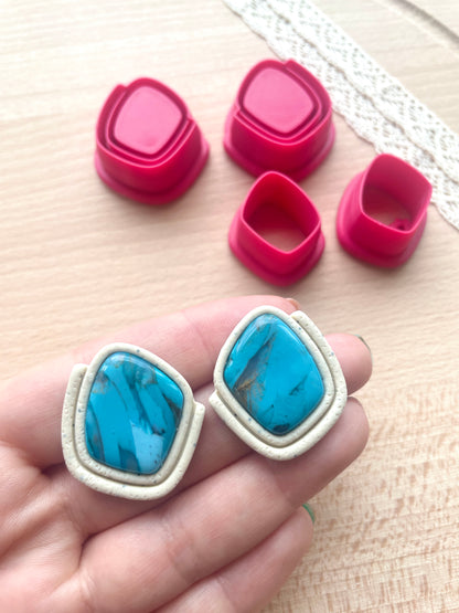 Bezel clay cutter, Faux stone clay cutter set, Mirrored clay cutter set