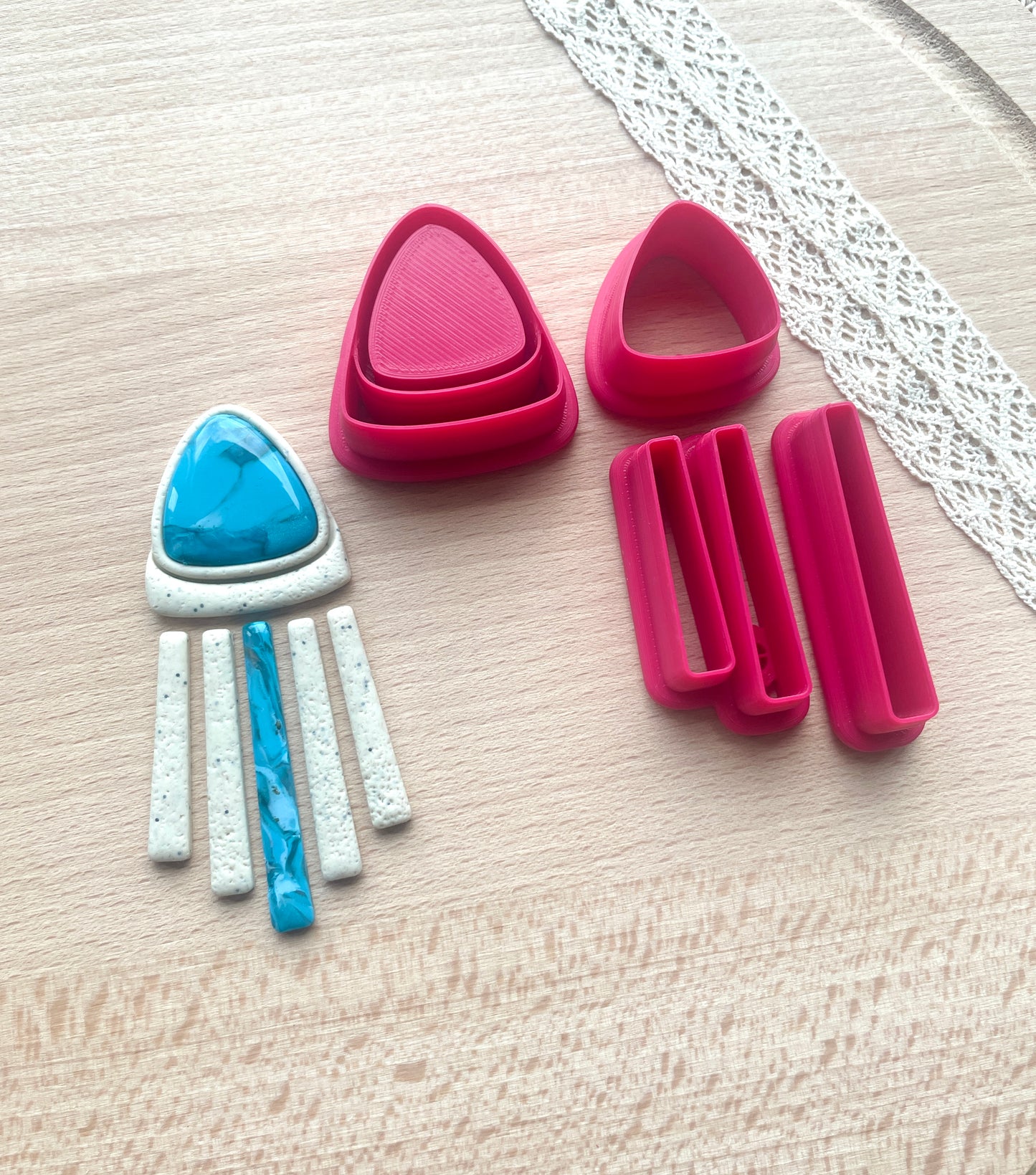 Bezel dangle earring clay cutter, Faux stone clay cutter set