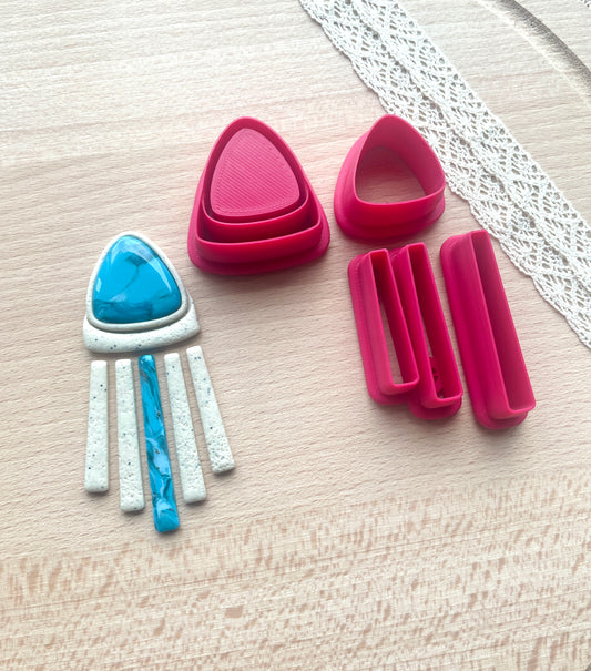 Bezel dangle earring clay cutter, Faux stone clay cutter set