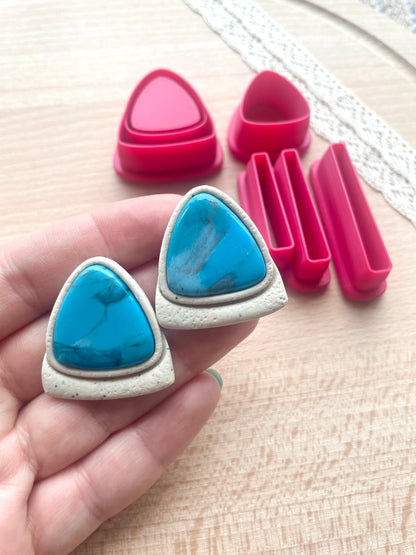 Bezel dangle earring clay cutter, Faux stone clay cutter set