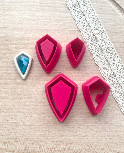 Bezel stud earring clay cutter, Faux stone clay cutter set