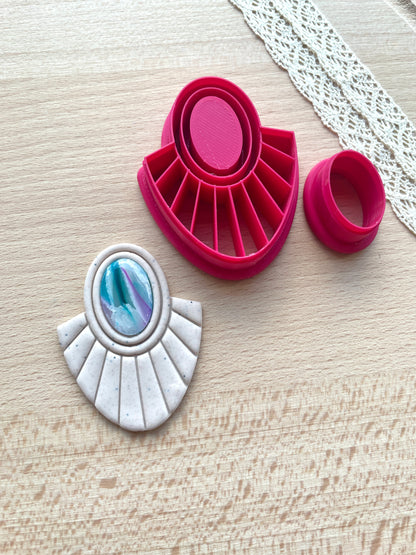 Bezel earring clay cutter, Faux stone clay cutter set