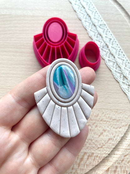 Bezel earring clay cutter, Faux stone clay cutter set