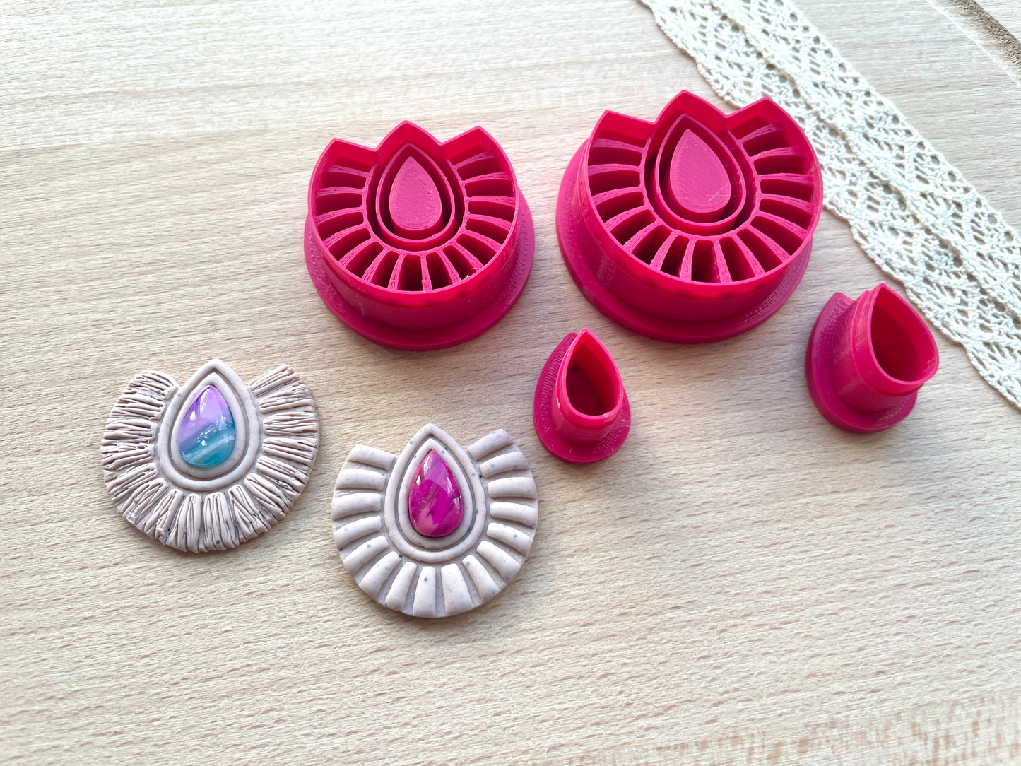 Bezel earring clay cutter, Macrame Bezel earring clay cutter, Faux stone clay cutter set