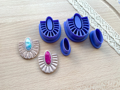 Bezel earring clay cutter, Macrame Bezel earring clay cutter, Faux stone clay cutter set