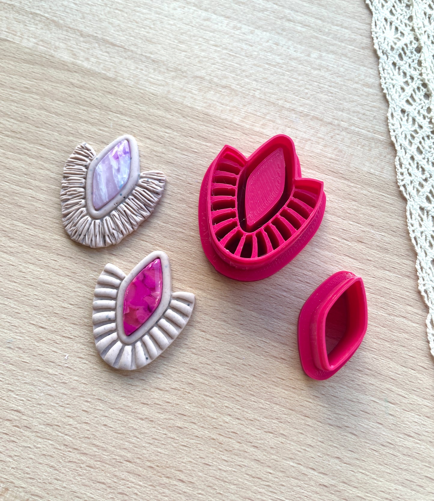 Bezel earring clay cutter, Macrame Bezel earring clay cutter, Faux stone clay cutter set