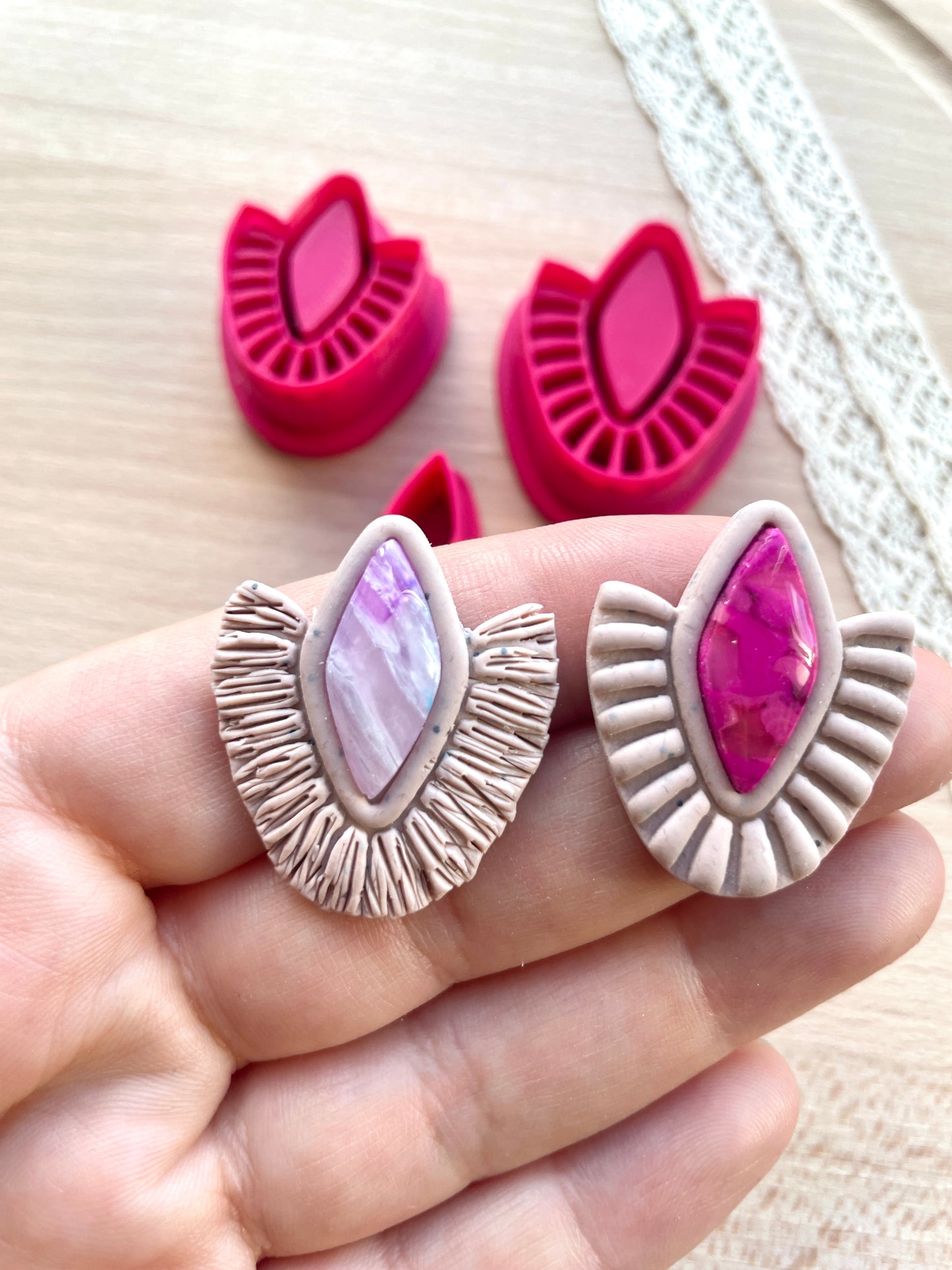 Bezel earring clay cutter, Macrame Bezel earring clay cutter, Faux stone clay cutter set