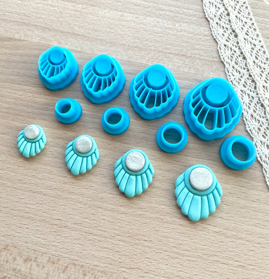Seashell bezel earring clay cutter, Polymer clay cutter