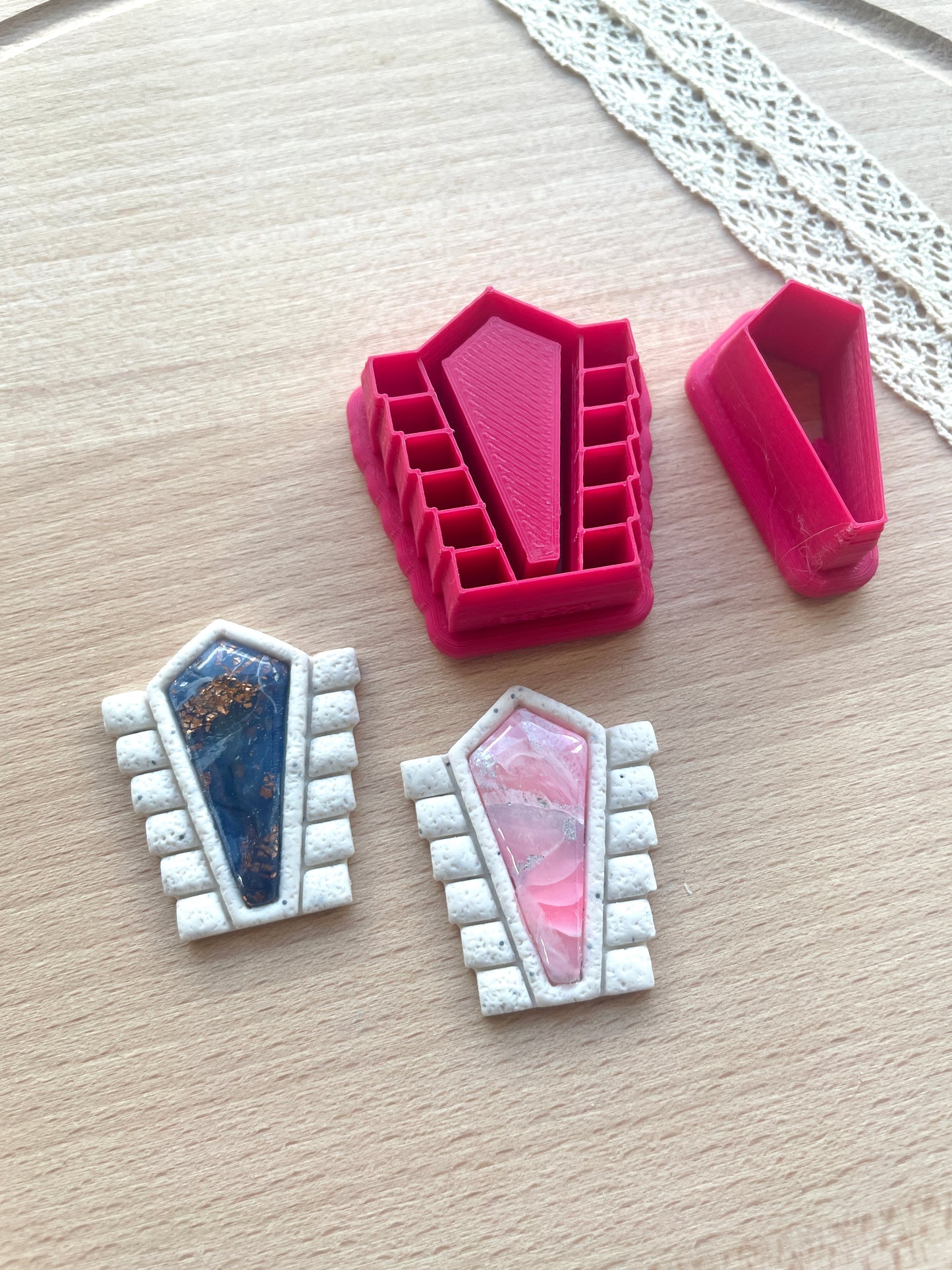 Bezel earring clay cutter, Faux stone clay cutter set