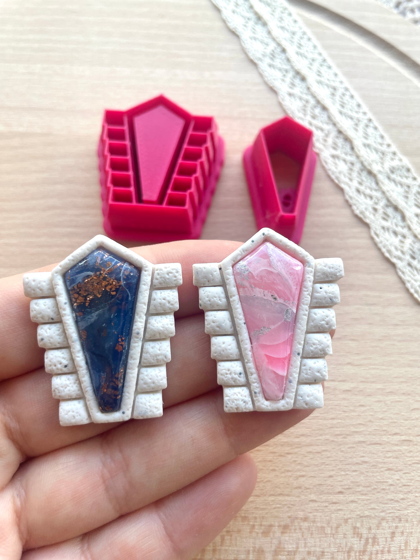 Bezel earring clay cutter, Faux stone clay cutter set