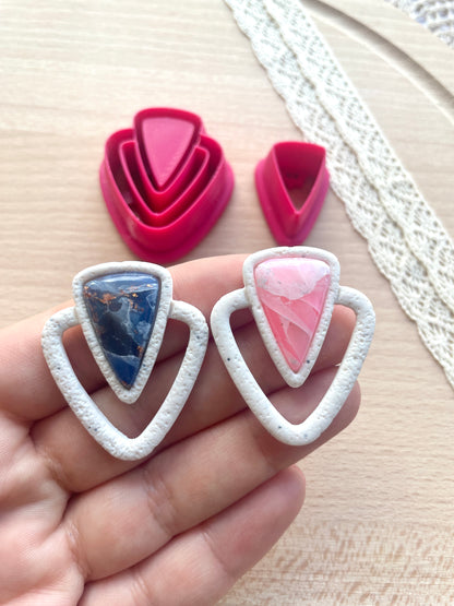Bezel earring clay cutter, Faux stone clay cutter set
