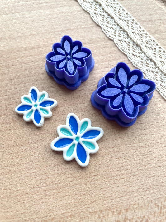Moroccan tile style earring clay cutter, Faux ceramic polymer clay cutter set