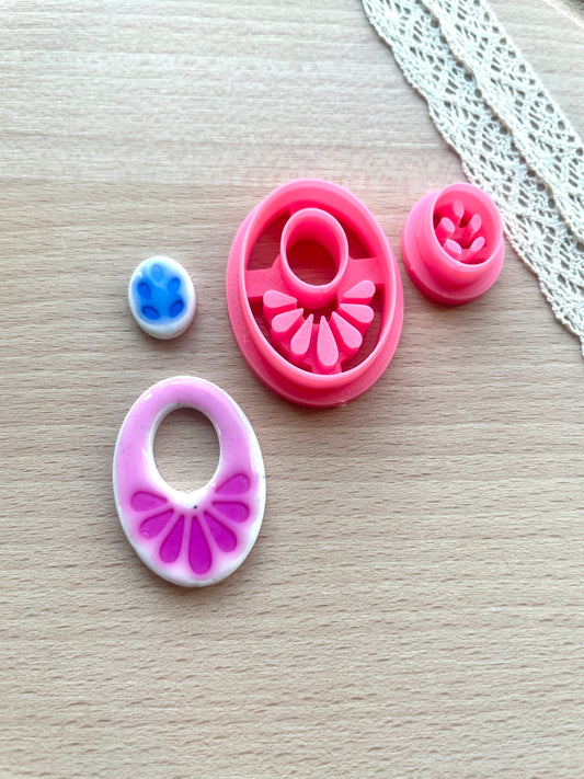 Ceramic Azulejo style earring clay cutter, Faux ceramic polymer clay cutter set