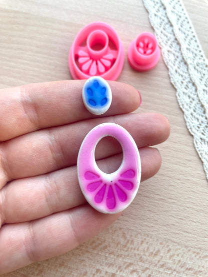 Ceramic Azulejo style earring clay cutter, Faux ceramic polymer clay cutter set