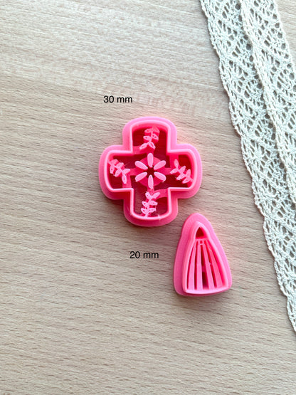 Ceramic Azulejo style earring clay cutter, Faux ceramic polymer clay cutter set