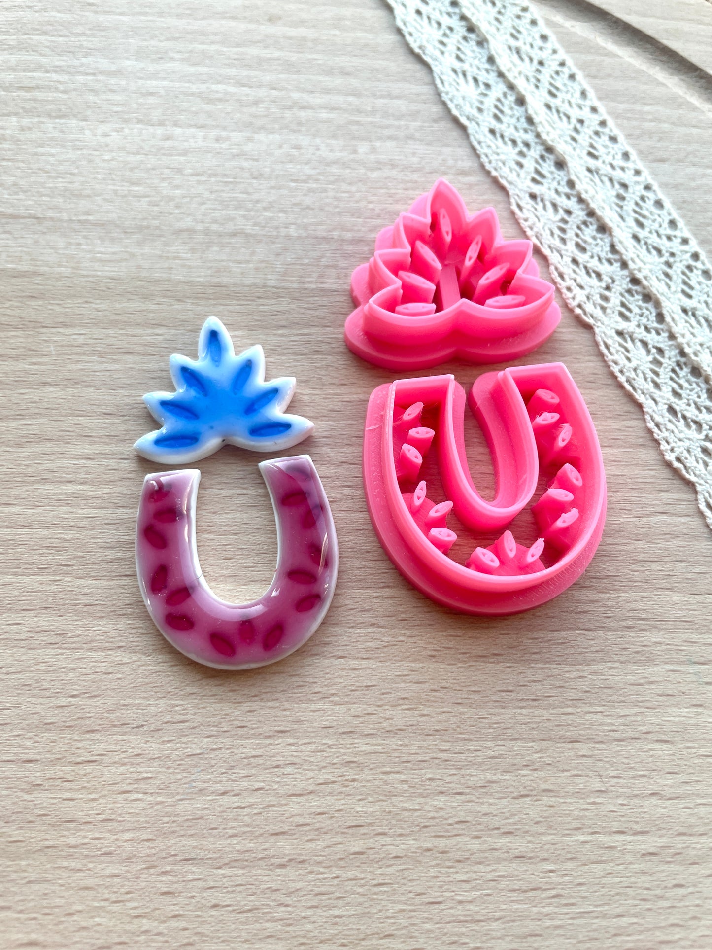 Ceramic Azulejo style earring clay cutter, Faux ceramic polymer clay cutter set