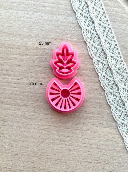 Ceramic Azulejo style earring clay cutter, Faux ceramic polymer clay cutter set
