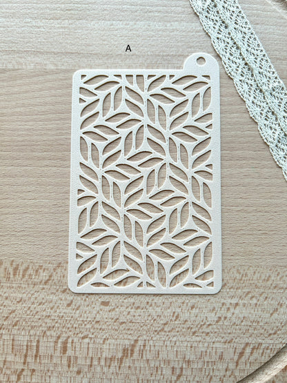 Texture stencils for polymer clay, Pattern stencil, Leaf pattern stencil