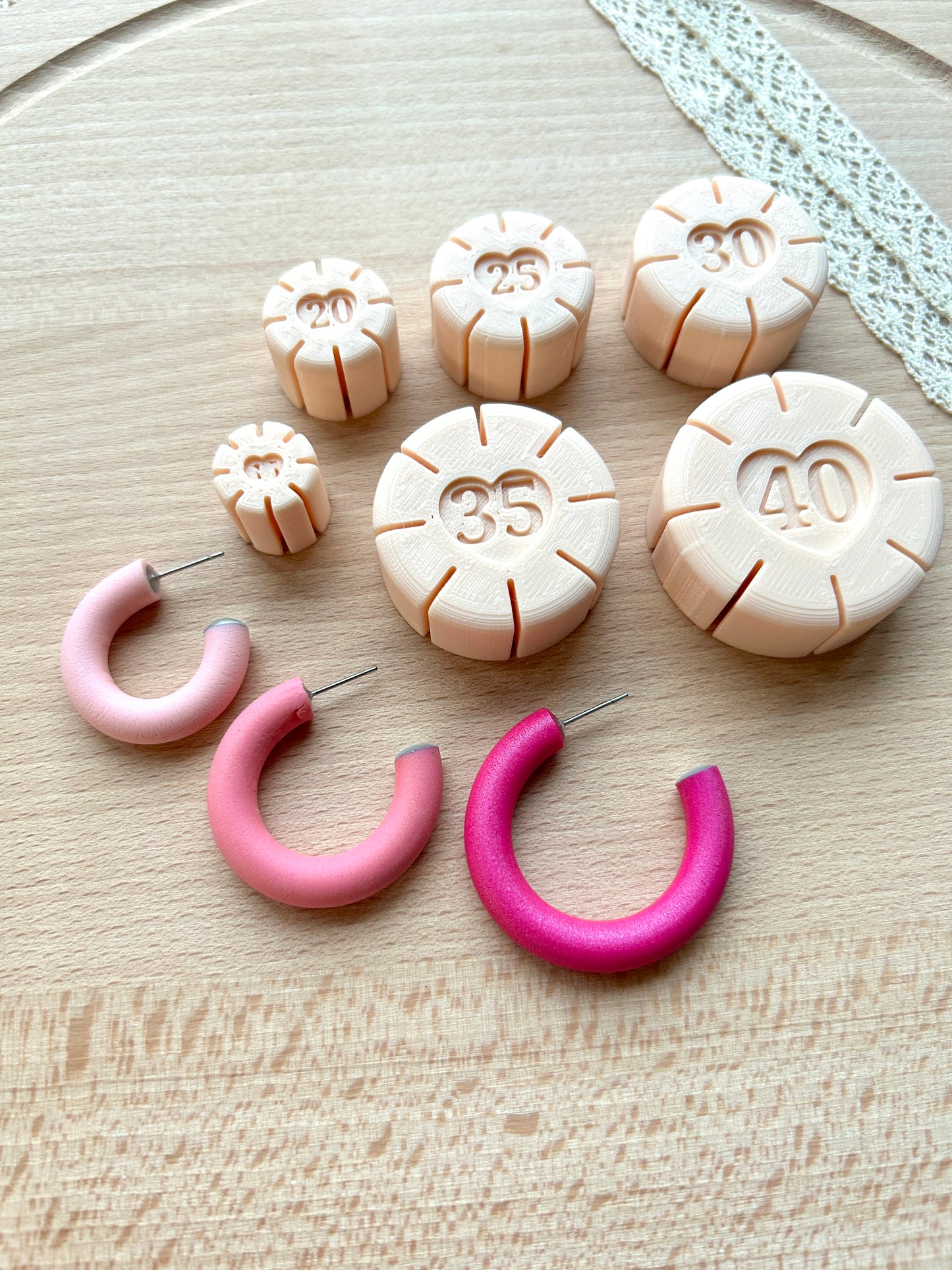 Round hoop earring guides for polymer clay earrings