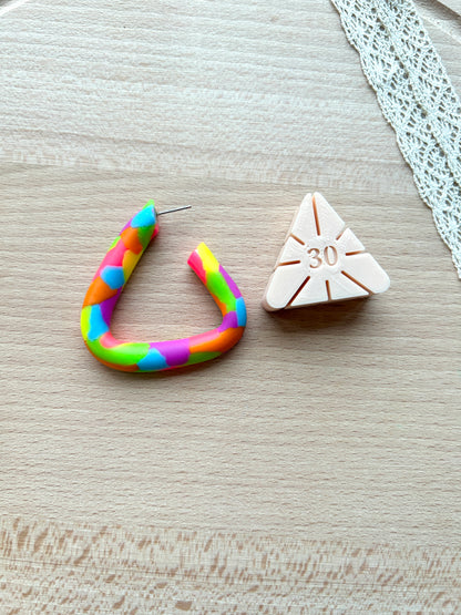 Triangular hoop earring guides for polymer clay earrings