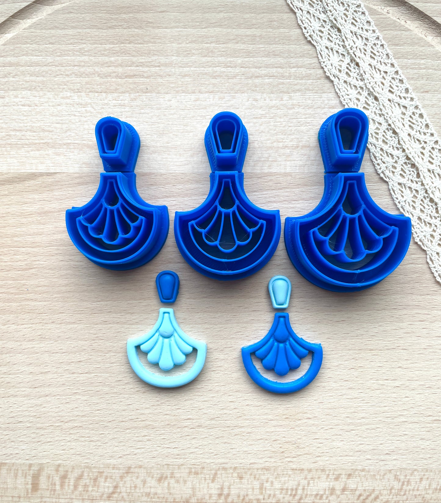 Scallop earring clay cutter, Polymer clay cutter