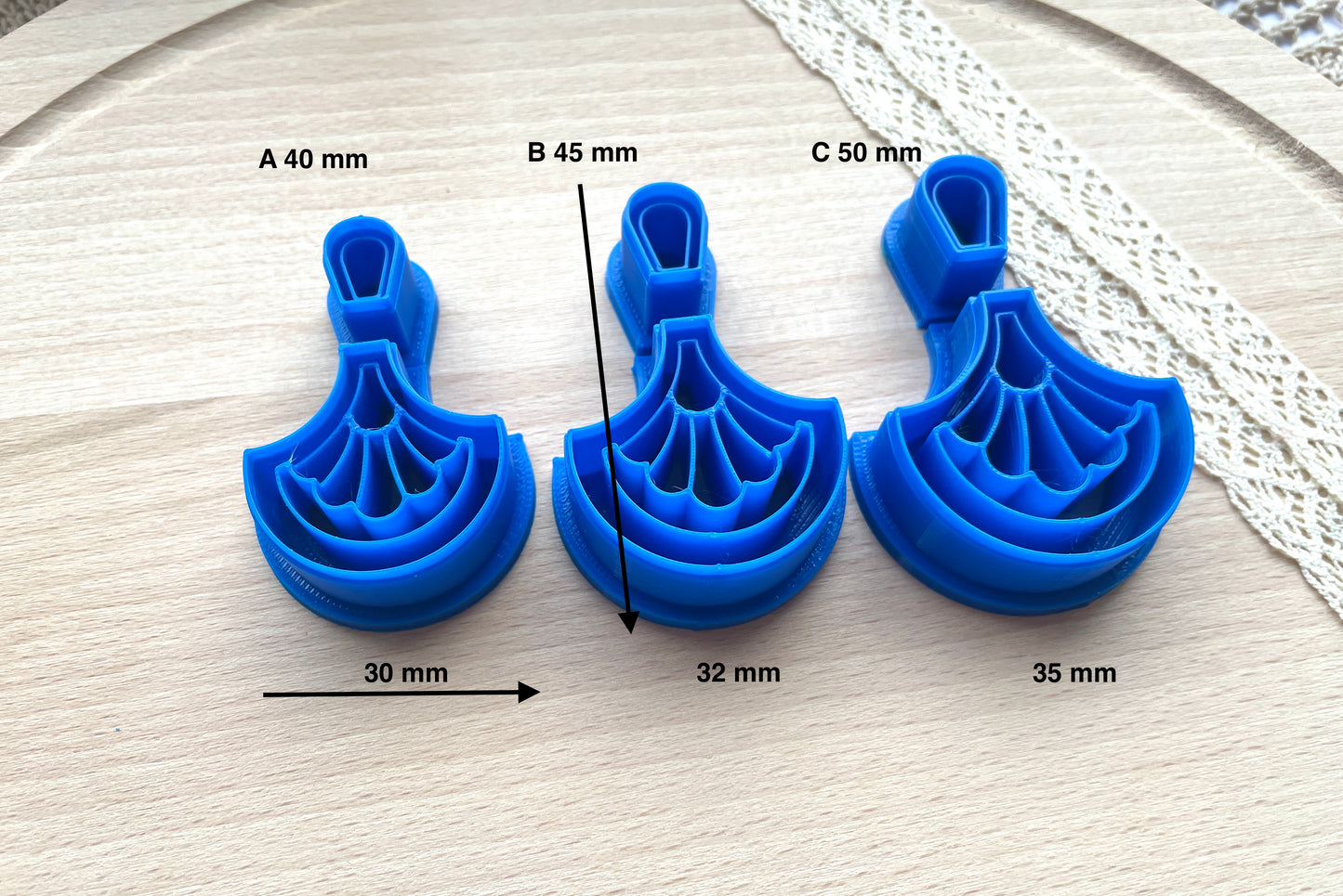 Scallop earring clay cutter, Polymer clay cutter