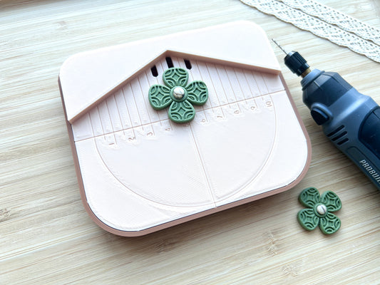 Earring drill guide with dust collector box for polymer clay earrings, Polymer clay tools