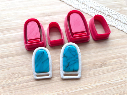 Macrame Bezel earring clay cutter, Faux stone clay cutter set