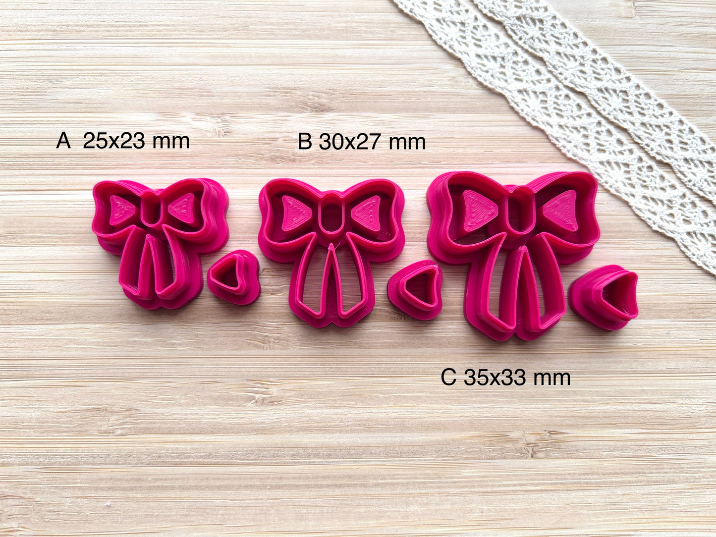 Bow bezel clay cutter, Faux stone clay cutter set, Country western style clay cutter