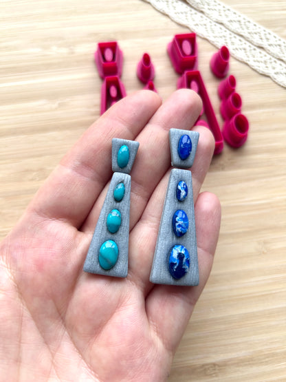 Bezel earring clay cutter, Faux stone clay cutter set