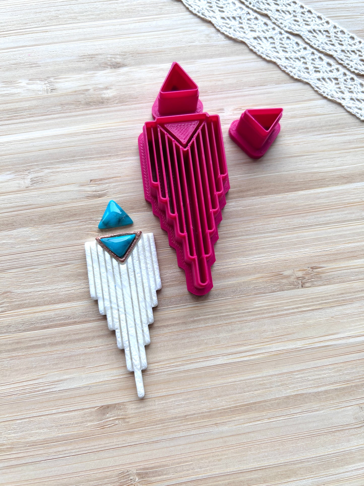 Bezel earring clay cutter, Faux stone clay cutter set