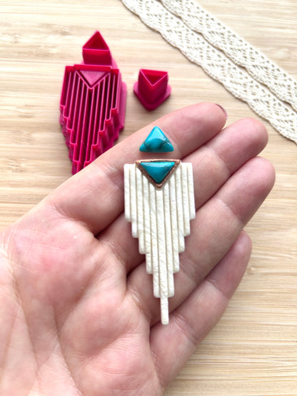 Bezel earring clay cutter, Faux stone clay cutter set