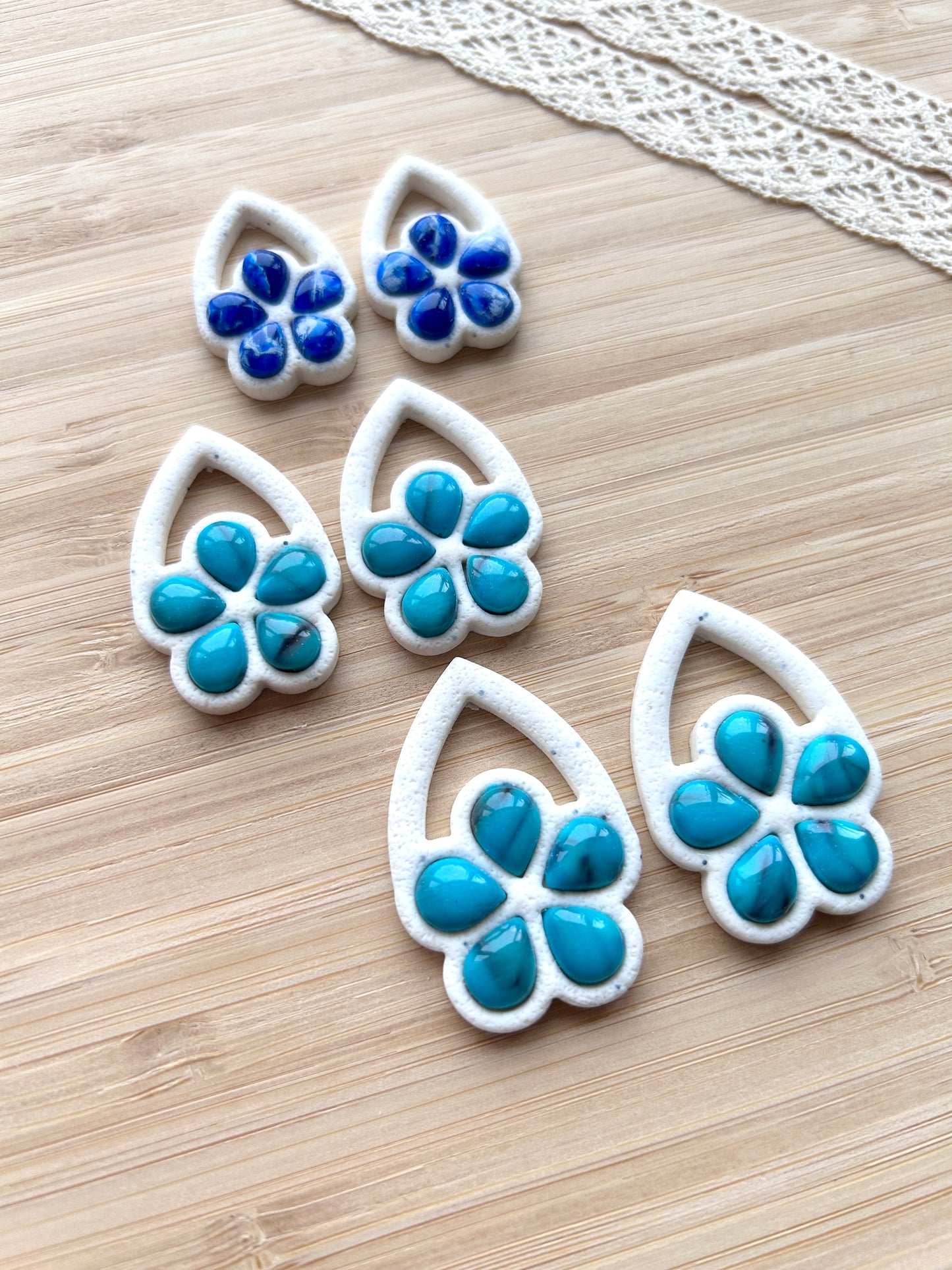 Flower bezel clay cutter, Faux stone clay cutter set, Country western style clay cutter