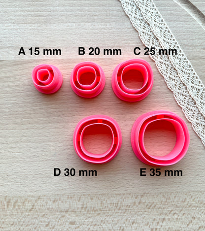 Thin organic circle clay cutter, Polymer clay cutter set