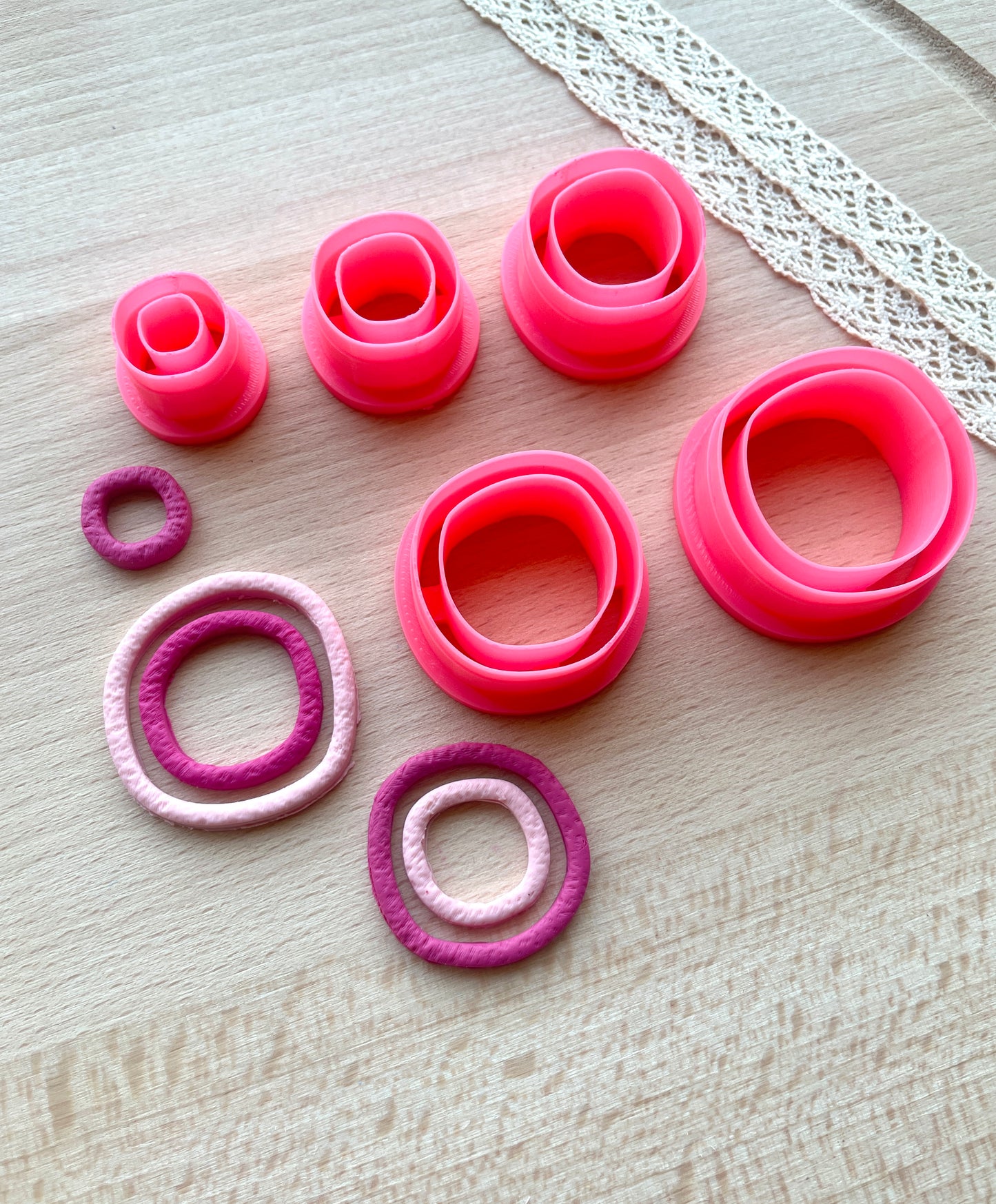 Thin organic circle clay cutter, Polymer clay cutter set