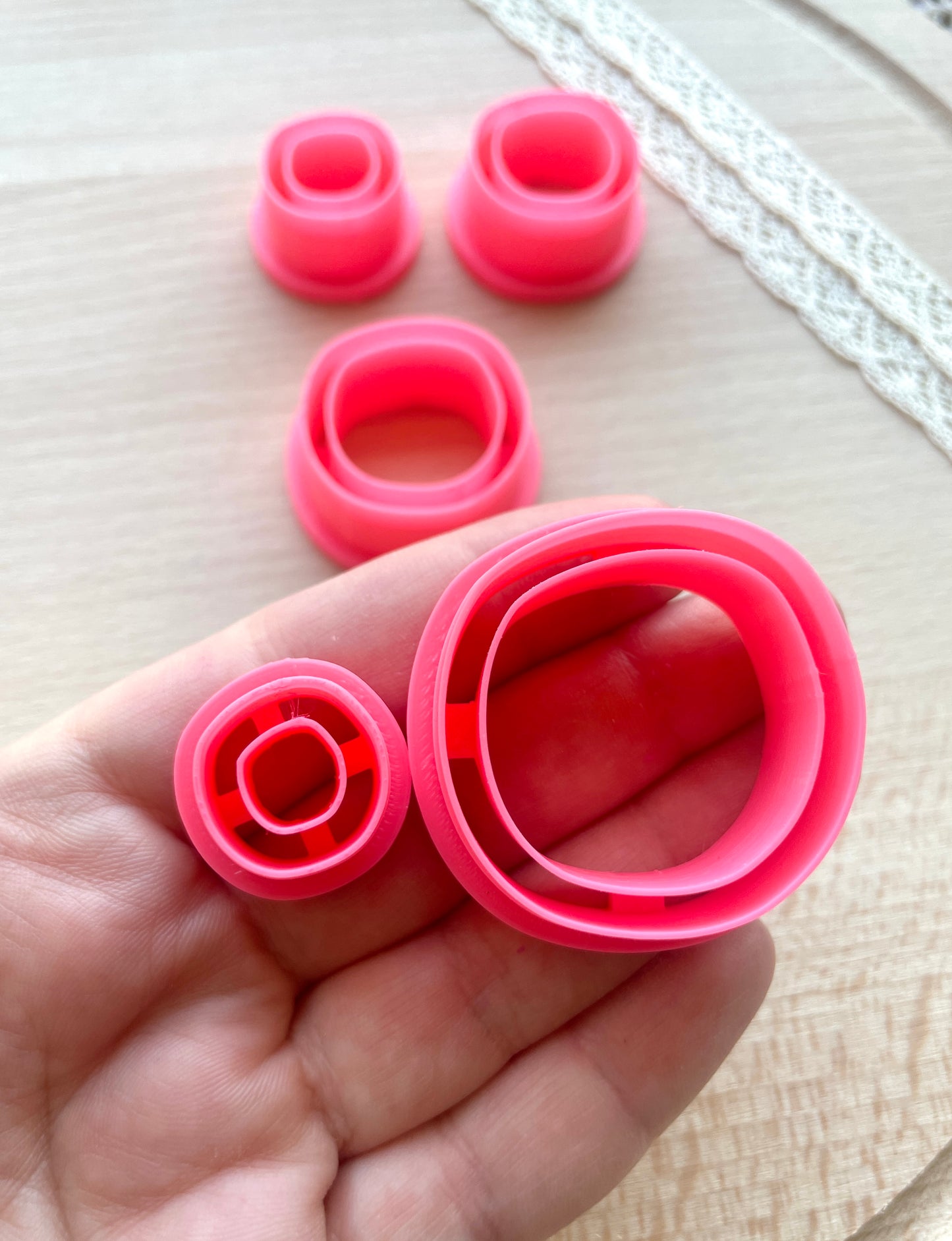 Thin organic circle clay cutter, Polymer clay cutter set