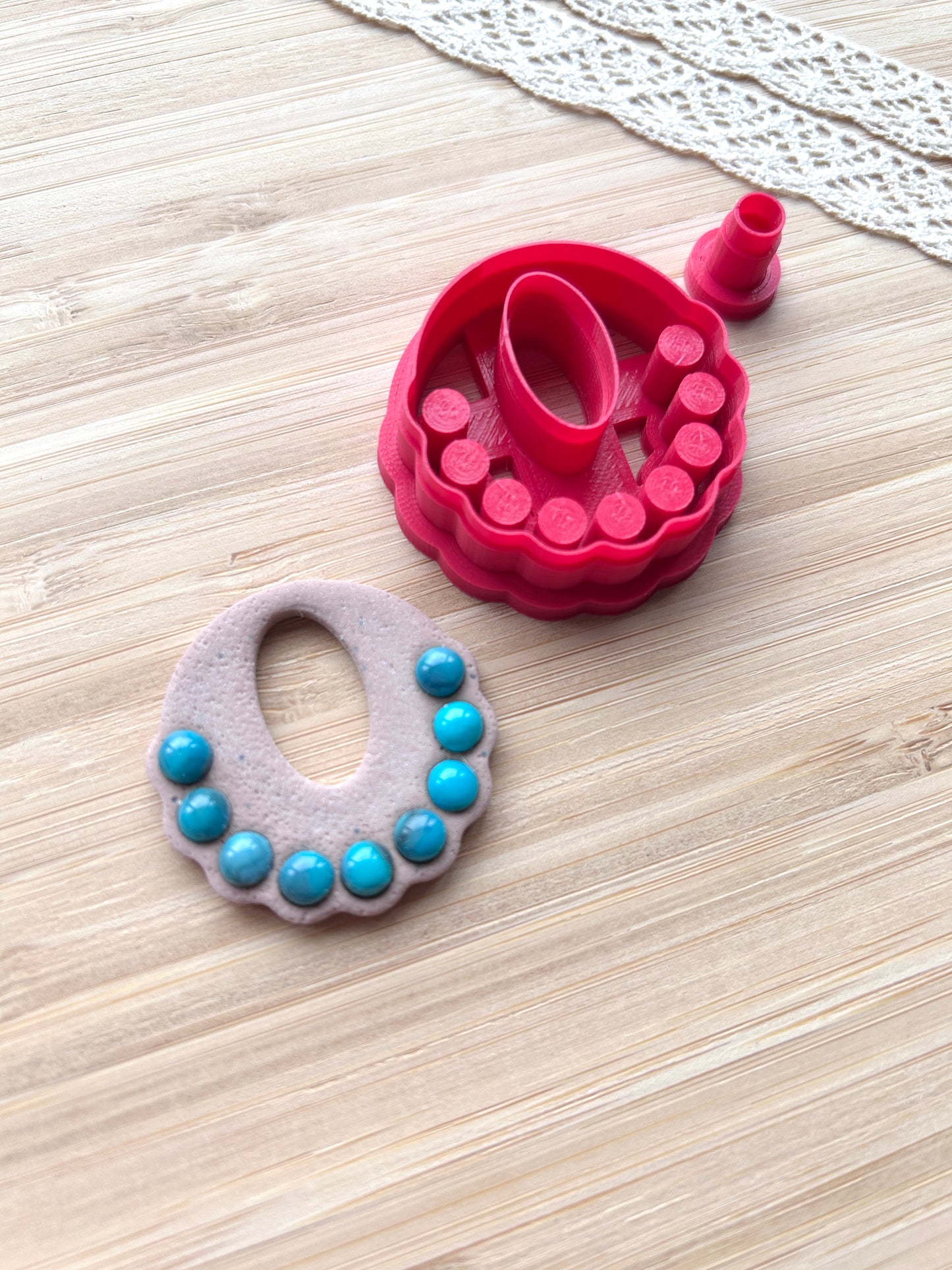 Bezel earring clay cutter, Faux stone clay cutter set