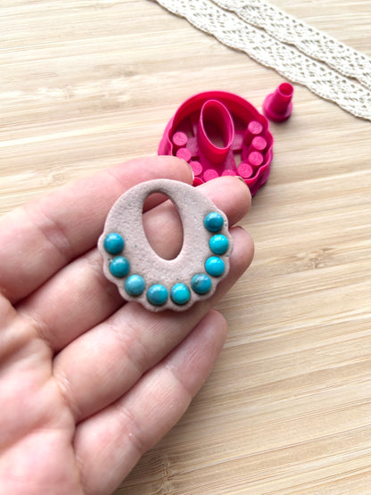 Bezel earring clay cutter, Faux stone clay cutter set